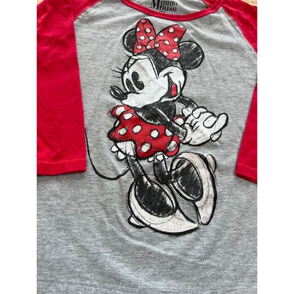 Disney Minnie Mouse Red Raglan Tshirt L - Picture 2 of 4
